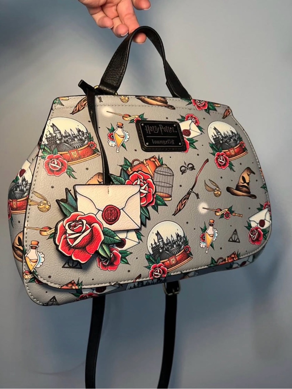 Loungefly x Harry Potter Relics Tattoo All Over Print Crossbody Bag